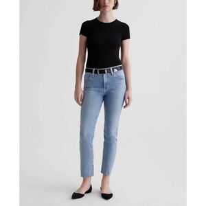 AG Adriano Goldschmied Mari Crop High Rise Slim Straight Jeans Blue Size 24